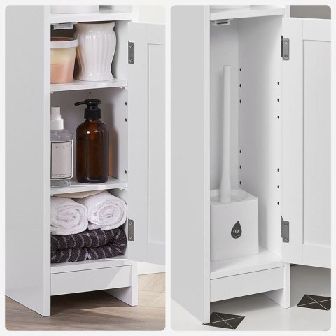 VASAGLE szafka łazienkowa biała, 80 cm, MDF, regulowane pół