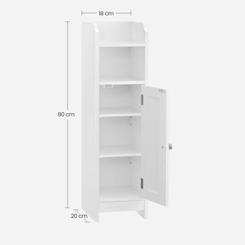 VASAGLE szafka łazienkowa biała, 80 cm, MDF, regulowane pół