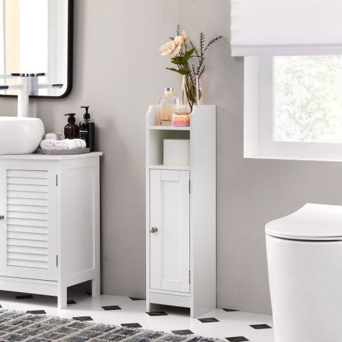 VASAGLE szafka łazienkowa biała, 80 cm, MDF, regulowane pół