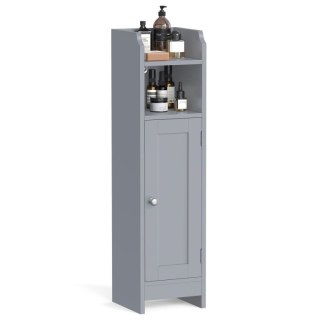 Wąska szafka do łazienki MDF szara 20x18x80 cm z półkami