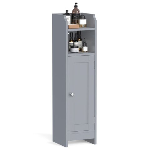 Wąska szafka do łazienki MDF szara 20x18x80 cm z półkami