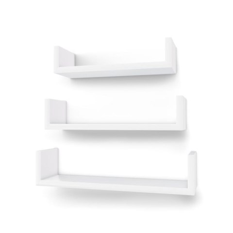 Zestaw 3 białych półek ściennych MDF, wysoki połysk, SONGMCS