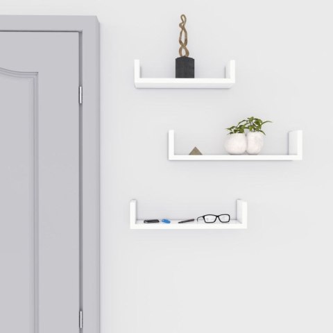 Zestaw 3 białych półek ściennych MDF, wysoki połysk, SONGMCS