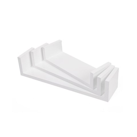 Zestaw 3 białych półek ściennych MDF, wysoki połysk, SONGMCS