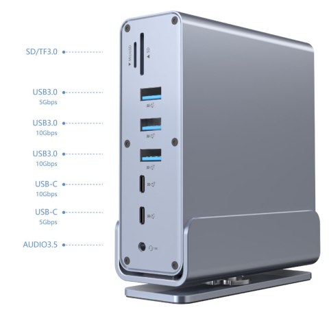 GEMBIRD MULTI ADAPTER USB TYP CF 15W1 (USB AF-PORTY V.2X2+V.3X3, TYP CF+HDMIX2+DISPLAYPORT+PD+CZYTNIK KART+GIGALAN+AUDIO SZAR