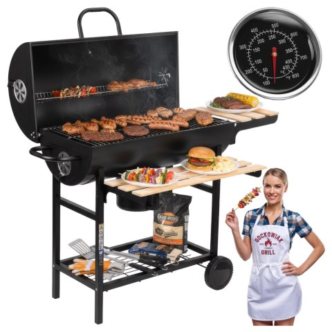 Grill węglowy ogrodowy beczka 2 ruszty BAREL WOOD