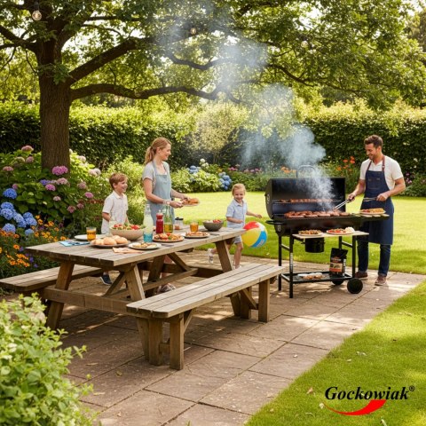 Grill węglowy ogrodowy beczka 2 ruszty BAREL WOOD
