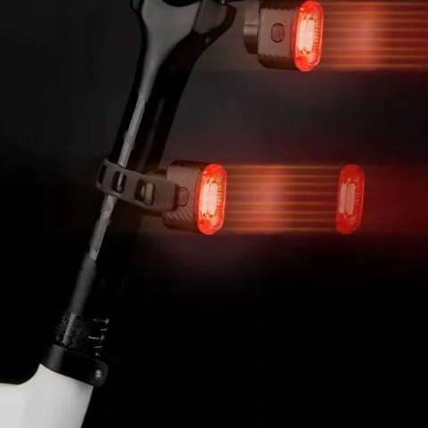 Lampka rowerowa LED czerwona tylna system hamowania STOP USB-C - czarna