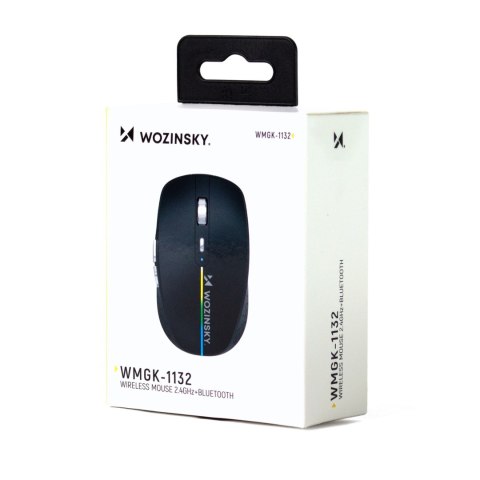 Myszka bezprzewodowa ergonomiczna 6 przycisków Bluetooth 1600 DPI - czarna