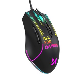 Myszka przewodowa gamingowa optyczna podświetlana 7 przycisków 7200 DPI RGB - czarna