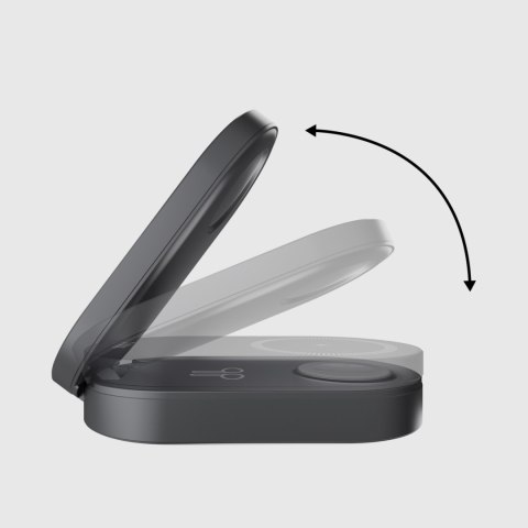 Stacja ładująca 3w1 bezprzewodowa składana do iPhone Apple Watch AirPods QI2 MFI - czarna