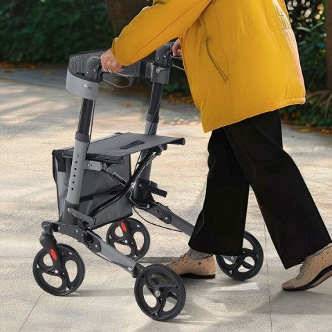 Aluminiowy chodzik z siedziskiem i torbą, składany, 130 kg