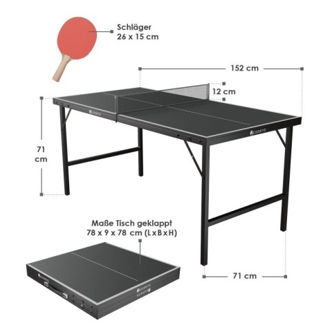 Składany mini stół do ping-ponga z akcesoriami, 152 × 71 cm