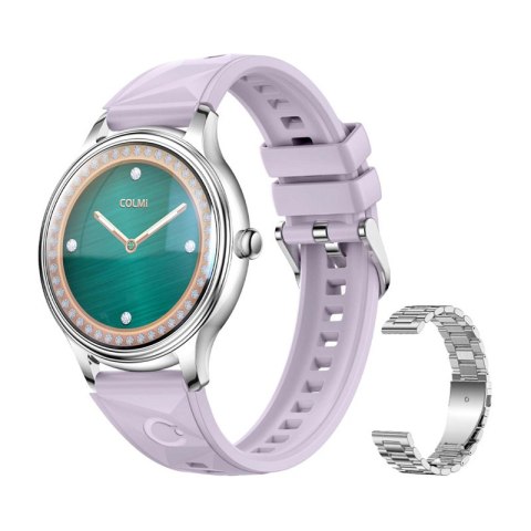 Smart Watch COLMI L28 (Srebrno-fioletowy + srebrny pasek stalowy)