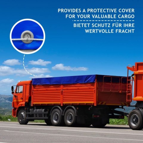 Plandeka JAGO 650 g/m², aluminiowe oczka, niebieska, 3x5 m