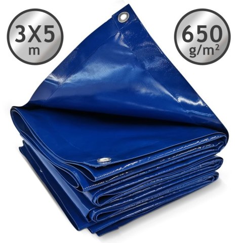 Plandeka JAGO 650 g/m², aluminiowe oczka, niebieska, 3x5 m
