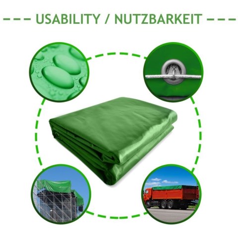 Plandeka JAGO 650 g/m², aluminiowe oczka, zielona, 3x5 m