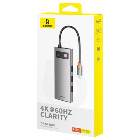 7w1 HUB adapter Metal Gleam USB-C HDMI USB-A USB-C PD SD microSD - szary