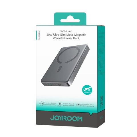 Powerbank Pro 10000mAh ultracienki magnetyczny PD 20W USB-C Lightning - szary