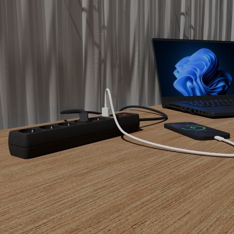 GEMBIRD LISTWA ZASILAJĄCA, PRZECIWPRZEPIĘCIOWA 5XSCHUKO + 2X USB, 1,5M, KOLOR CZARNY