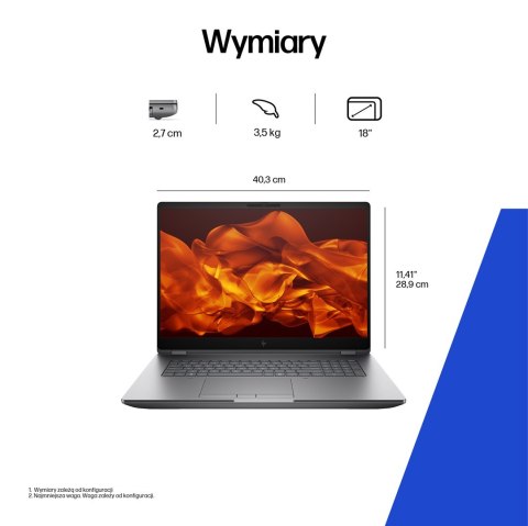 HP ZBook Fury G1i 18 Ultra 7 265HX vPro 18.0"WQXGA IPS 500nits 165Hz AG 32GB DDR5 5600 SSD1TB RTX Pro 3000_12GB Cam IR 5 Mpx AI 