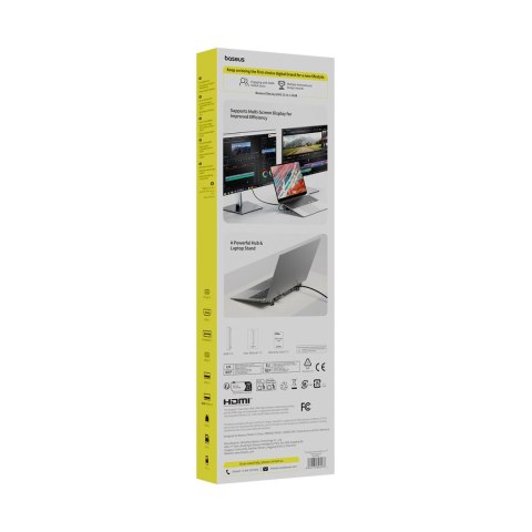 HUB Stacja dokująca 12w1 USB-C HDMI DisplayPort USB-A SD/microSD RJ45 PD - szara