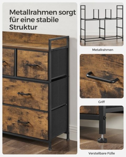 Komoda industrialna 7 szuflad czarno-brązowa 98x85 cm