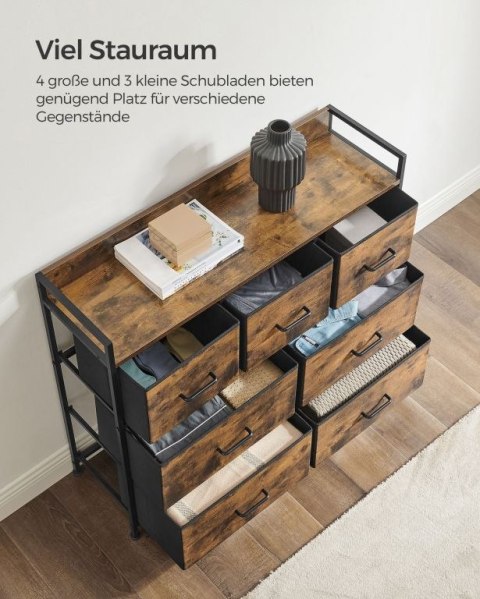 Komoda industrialna 7 szuflad czarno-brązowa 98x85 cm