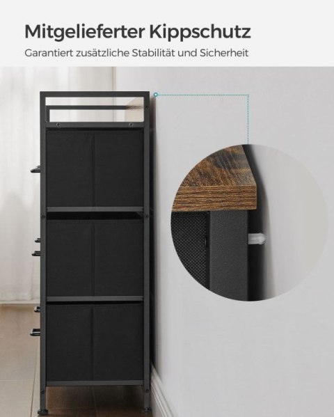 Komoda industrialna 7 szuflad czarno-brązowa 98x85 cm