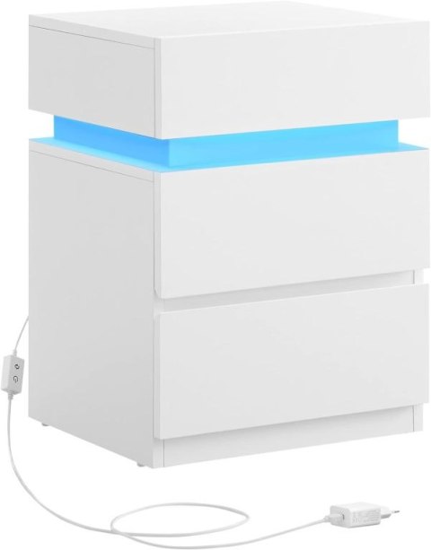 Stolik nocny VASAGLE LED, 3 szuflady, biały, 35x40x55 cm