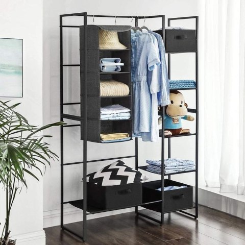 Szary organizer do szafy z 5 półkami bambus 30x30x90 cm