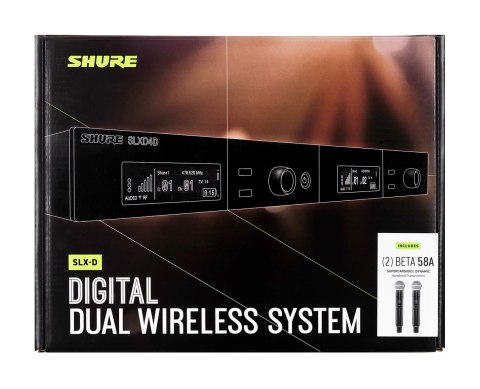 Shure SLXD24DE/B58-G59 - Podwójny cyfrowy system bezprzewodowy z dwoma nadajnikiami/mikrofonami "do ręki"