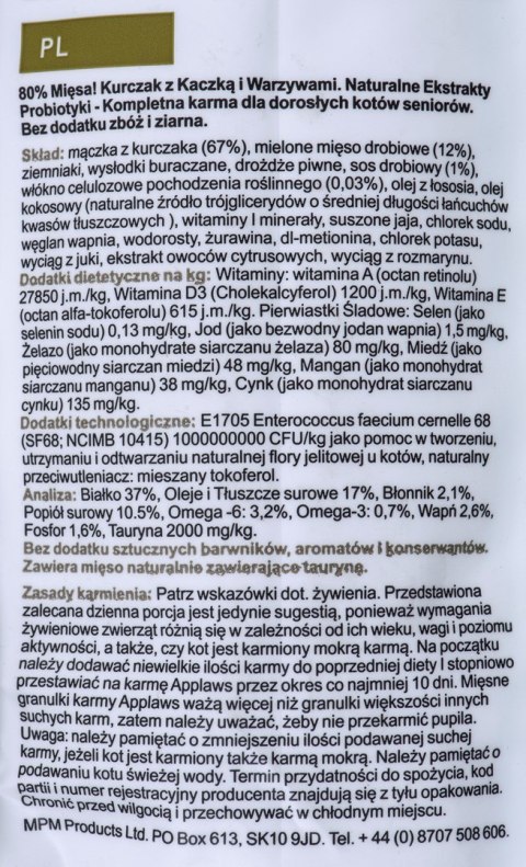 APPLAWS CAT Senior Kurczak - karma dla starszych kotów z wysoką zawartością mięsa - 7.5kg (WYPRZEDAŻ)
