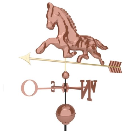Dekoracja miedziana wiatrowskaz koń - 118 cm