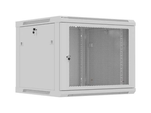 Szafa instalacyjna Rack 19" Lanberg 9U 600x600 wisząca szara drzwi perforowane (flat pack)