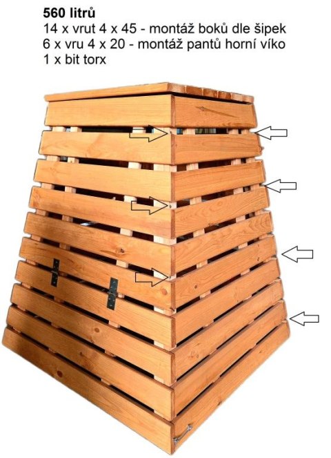 Drewniany kompostownik piramida 560 l do ogrodu, ekologiczny