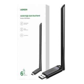 Karta sieciowa USB UGREEN 90339 Wi-Fi (czarna)