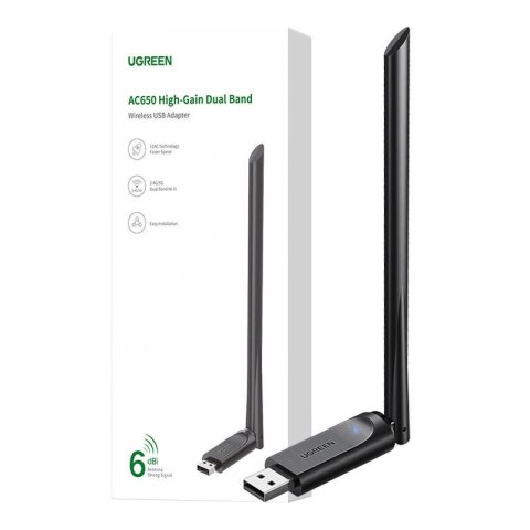 Karta sieciowa USB UGREEN 90339 Wi-Fi (czarna)