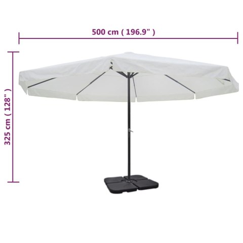 Parasol ogrodowy z przenośną, aluminiową podstawą, biały