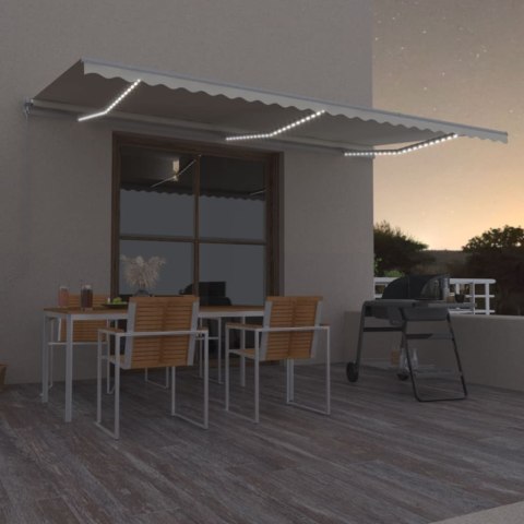 Ręcznie zwijana markiza z LED, 600x350 cm, kremowa