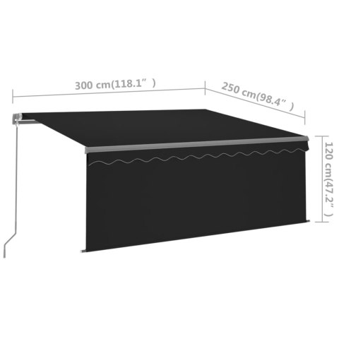 Ręcznie zwijana markiza z zasłoną, 3x2,5 m, antracytowa