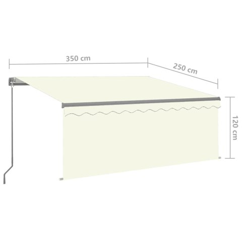 Ręcznie zwijana markiza z zasłoną, 3,5x2,5 m, kremowa