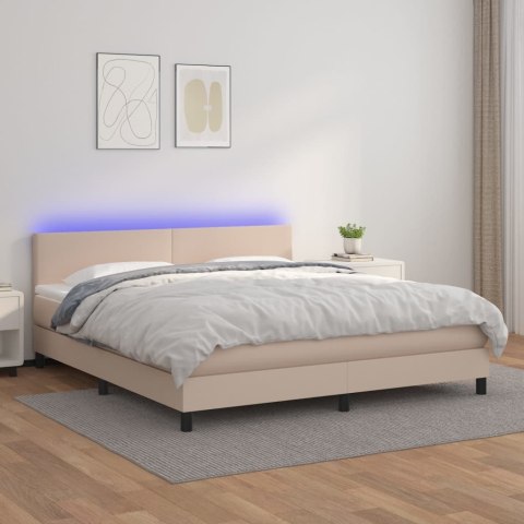 Łóżko kontynentalne, materac i LED cappuccino 180x200 cm