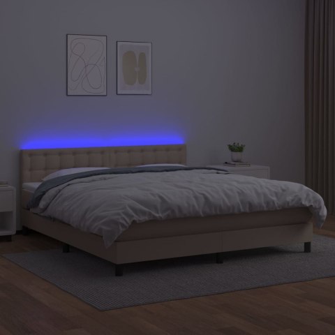 Łóżko kontynentalne, materac i LED cappuccino 180x200 cm