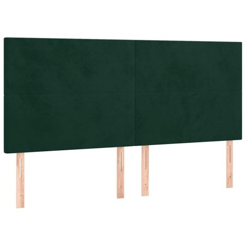 Łóżko kontynentalne z materacem i LED zielony aksamit 200x200cm