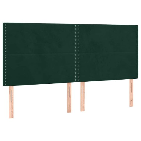 Łóżko kontynentalne z materacem i LED zielony aksamit 200x200cm