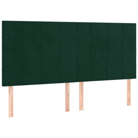Łóżko kontynentalne z materacem i LED zielony aksamit 200x200cm