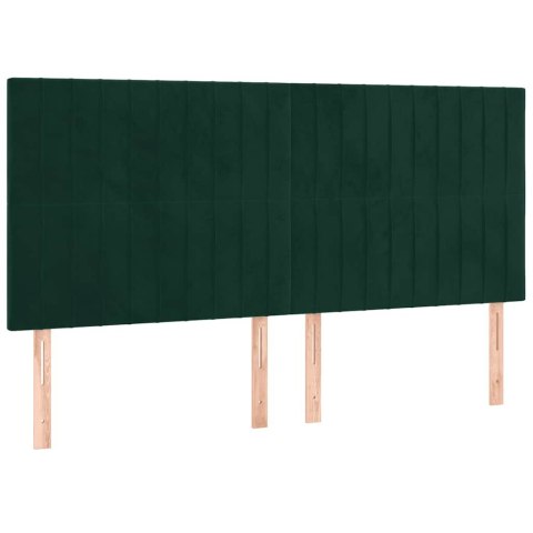 Łóżko kontynentalne z materacem i LED zielony aksamit 200x200cm