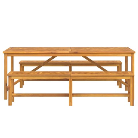 Zestaw do jadalni w ogrodzie 3 pcs Brązowy Lite Drewno Akacji