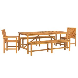 Zestaw do jadalni w ogrodzie 5 pcs Brązowy Lite Drewno Akacji